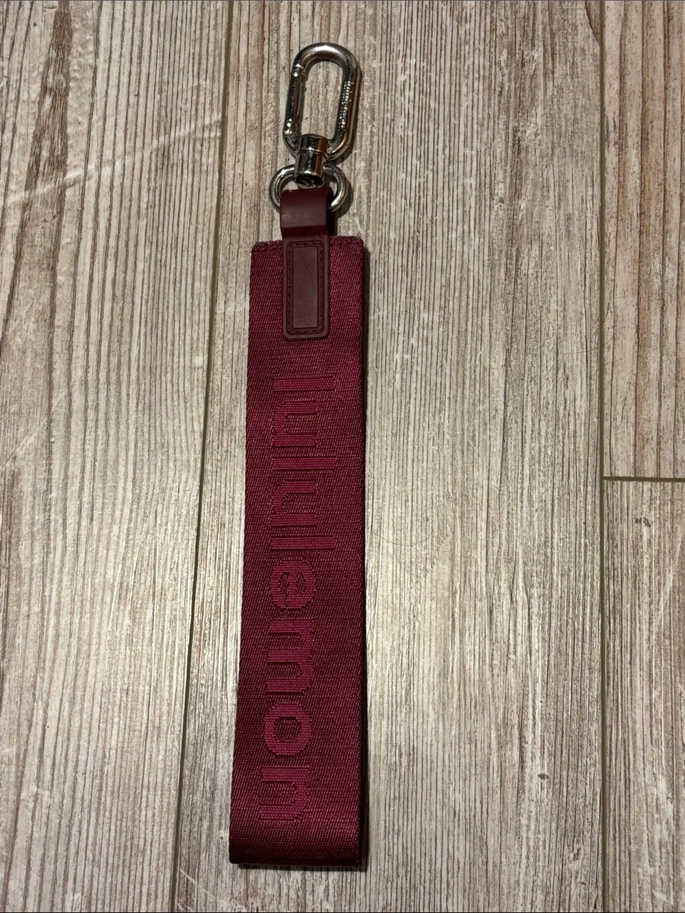 lululemon athletica Maroon Branded Key Wristlet with Metal Clip